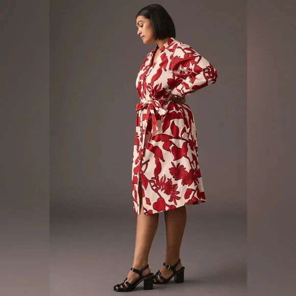 Printed Shirt Dress by Maeve for Anthropologie Red Size 1X - Picture 12 of 16